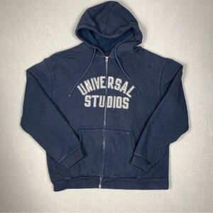 Universal Studios Hoodie Men’s XL Navy Full Zip Theme Park Logo Sweatshirt